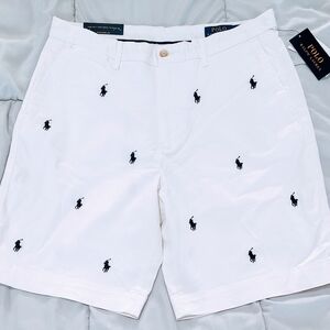 Polo Ralph Lauren Men’s White Embroidered Pony Shorts 33 Stretch Classic Fit